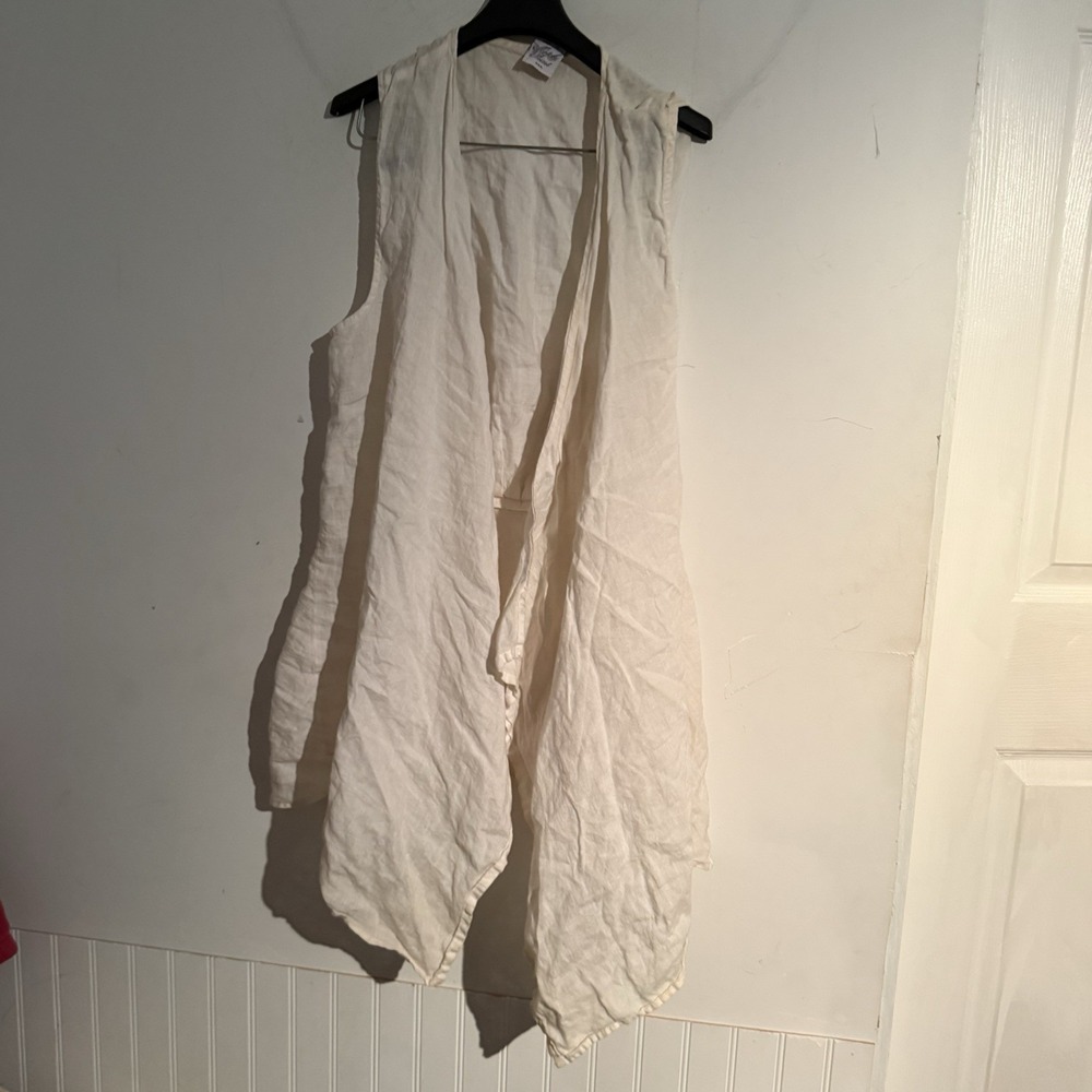 Match Point One Size Open Front Linen Cardigan Lagenlook Boho Minimalist